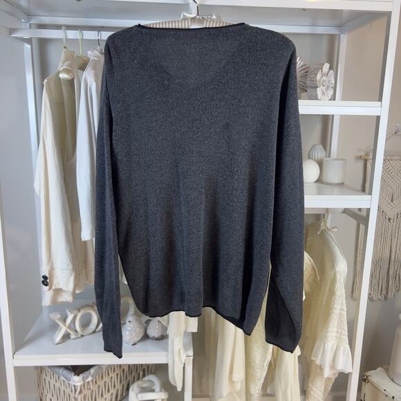 Bachrach Men's Size L Gray V Neck Pullover sweater- fall, masculine #3096 - Picture 2 of 7